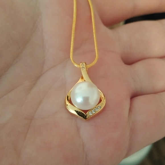14k Gold Over Sterling Silver Akoya Pearl Jeweled Fancy Pendant Necklace Set